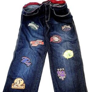 Concrete Legends Vtg Jeans Baggy Blue 33 34 Team Logo Basketball Hip Hop Street